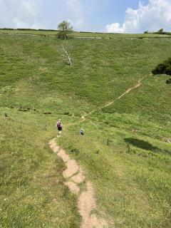 Steep down, followed by a steep up